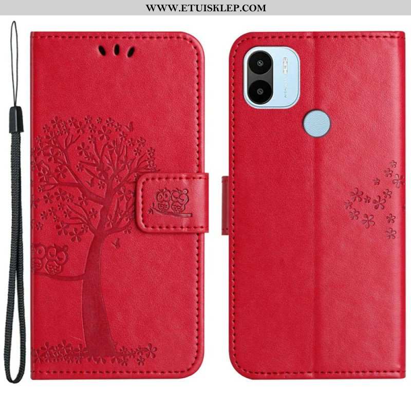 Etui Folio do Xiaomi Redmi A1 z Łańcuch Drzewo Stringów I Sowy